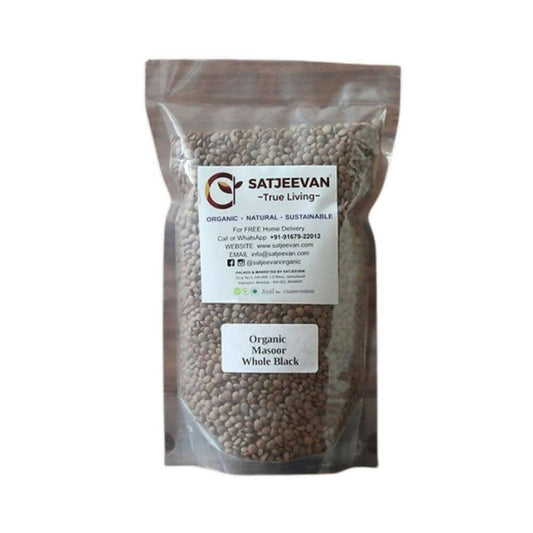 Satjeevan Organic Masoor Whole Black - 500 gm