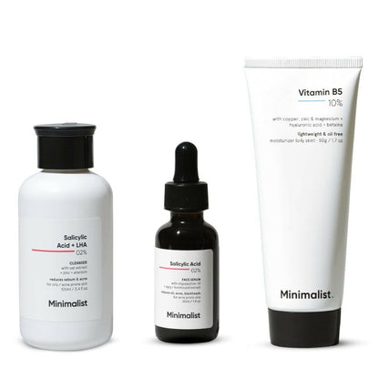 Minimalist Anti-Acne Kit, Skincare Routine Kit - Face Wash, Moisturizer, and Serum - kit