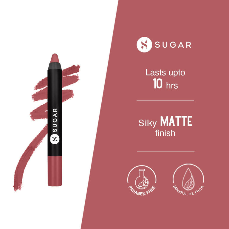 Sugar Cosmetics Matte as Hell Crayon, Lasts upto 8hrs, Water Resistent Lipstick for Women - 07 Viola - 2.5 gm