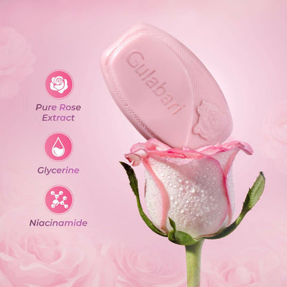 Dabur Gulabari Pure Rose Soap for Radiant Rose Glowing Skin & Body - 150 gm - Pack of 4