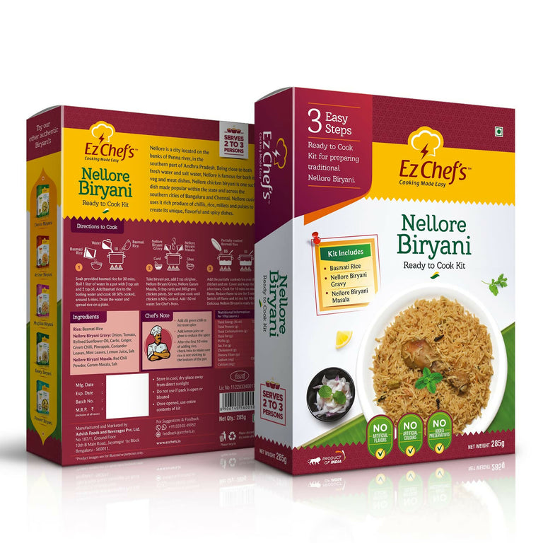 Ez Chef's Nellore Biryani Kit (Andhra Biryani) - Andhra's Famous Biryani - 305 gm - Pack of 2