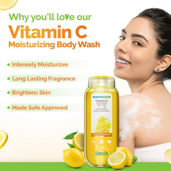 Mamaearth Vitamin C Moisturizing Body Wash with Vitamin C & Refreshing Lemon For Skin Illumination - 250 ml