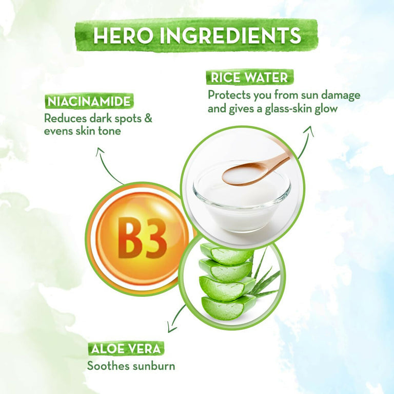 Mamaearth Rice Water Dewy Sunscreen with SPF 50 - 50 gm