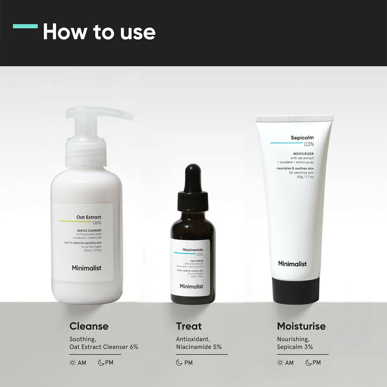 Minimalist Sensitive Skincare Kit - Face Wash, Serum & Moisturizer - kit
