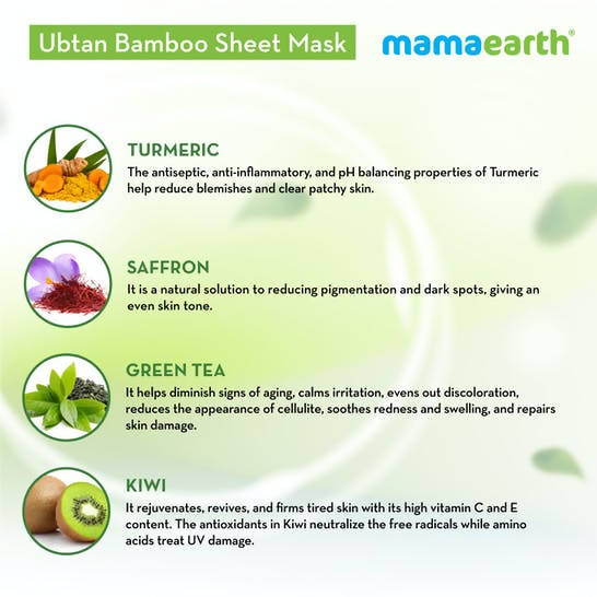 Mamaearth Ubtan Bamboo Sheet Mask with Turmeric & Saffron - 25 gm
