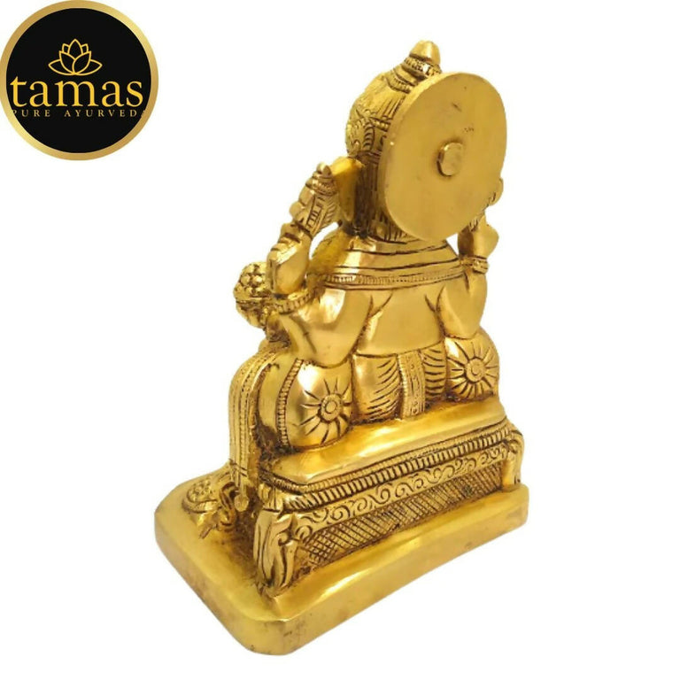 Tamas Brass Lord Ganesh Lakshmi Statue (Golden) - Combo