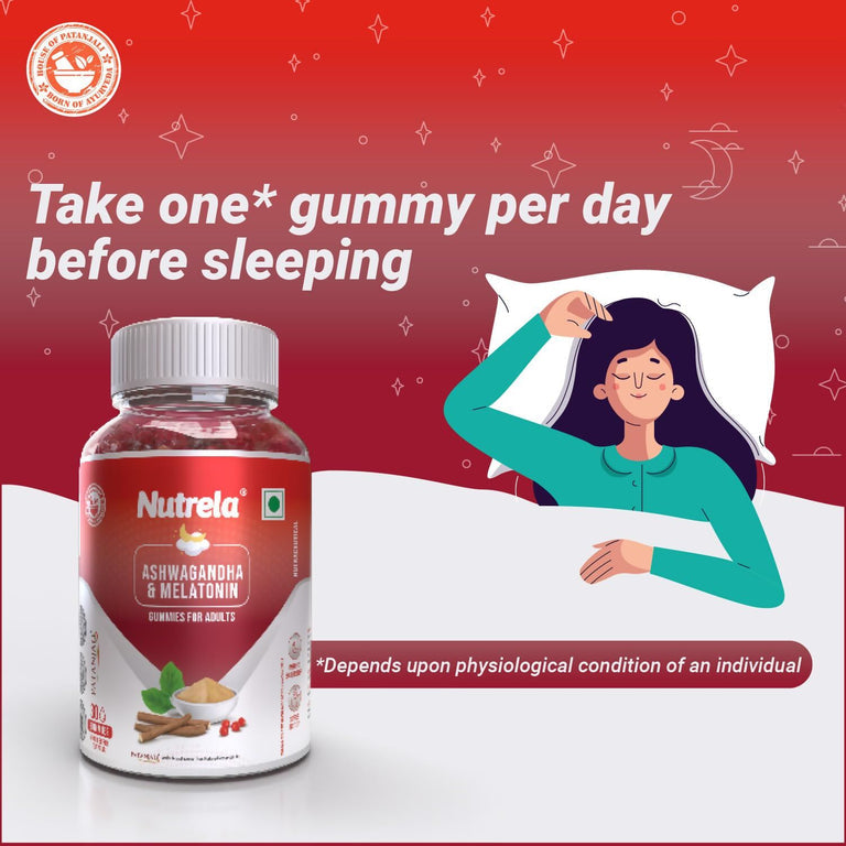 Patanjali Nutrela Ashwagandha & Melatonin Gummies - 30 Gummies