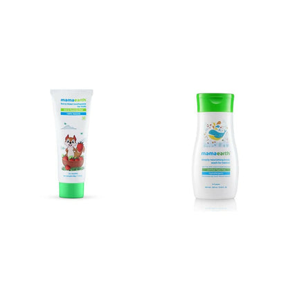 Mamaearth Natural Berry Blast Kids Toothpaste & Deeply Nourishing Wash for Babies - combo