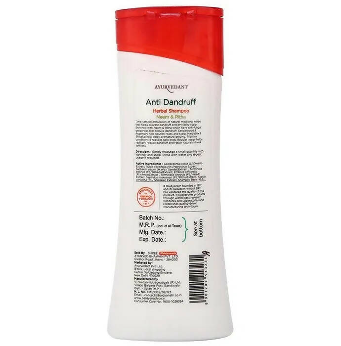 Baidyanath Jhansi Ayurvedant Herbal Anti Dandruff Shampoo - 100 ml