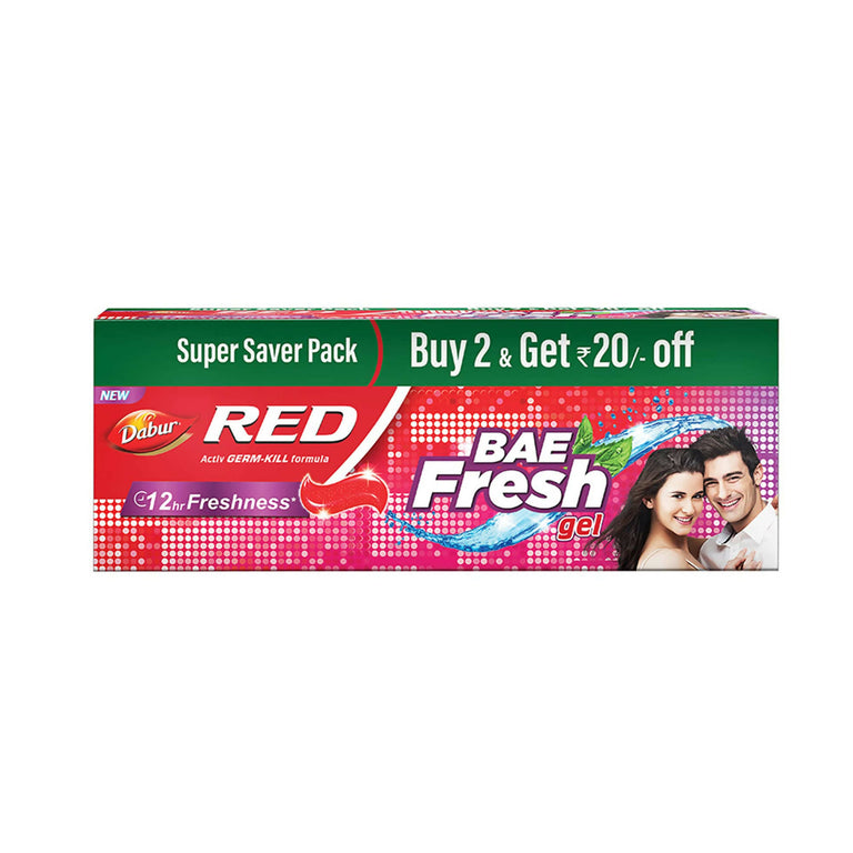 Dabur Red Bae Fresh Toothpaste Gel 12hr Freshness - 150 gm - Set of 2