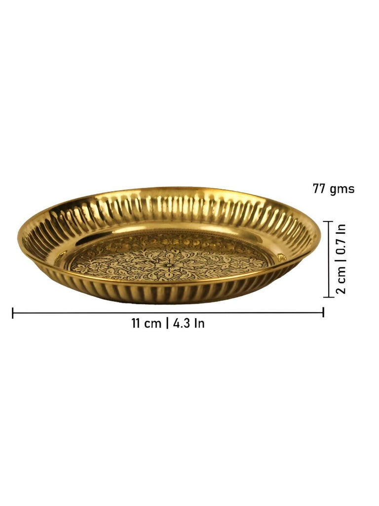 Spillbox Gold-Toned Brass Textured Thali Pooja Essential