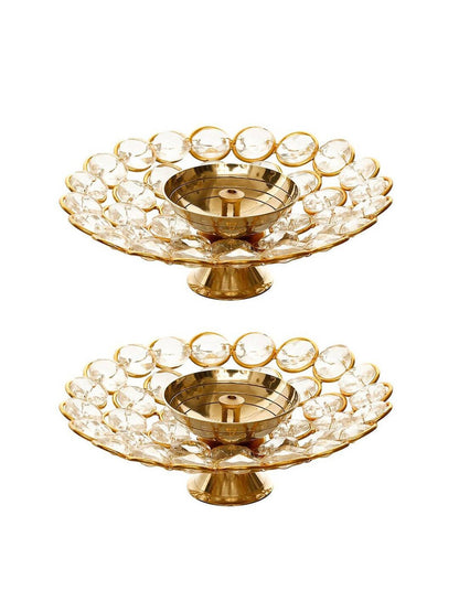 eCraftIndia Gold-Toned 2 Pieces Bowl Shape Diyas