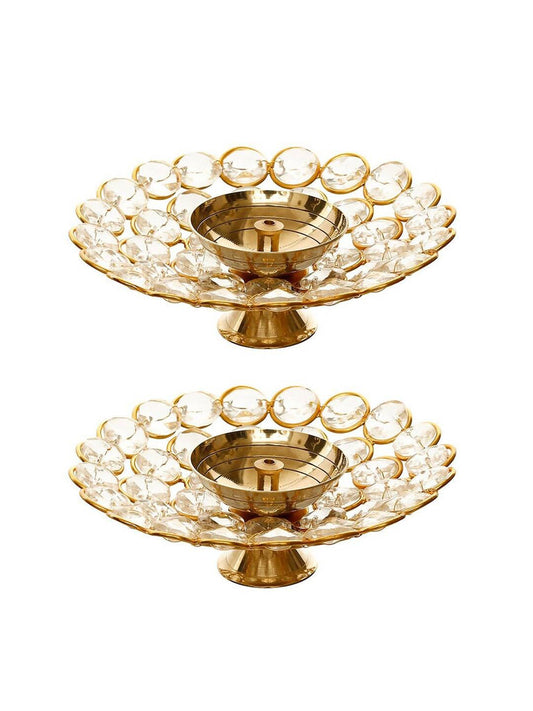 eCraftIndia Gold-Toned 2 Pieces Bowl Shape Diyas