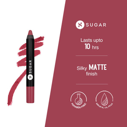 Sugar Cosmetics Matte as Hell Lip Crayon Lasts upto 8hrs, Water Resistent Lipstick for Women - 28 Honey Rider - 2.5 gm