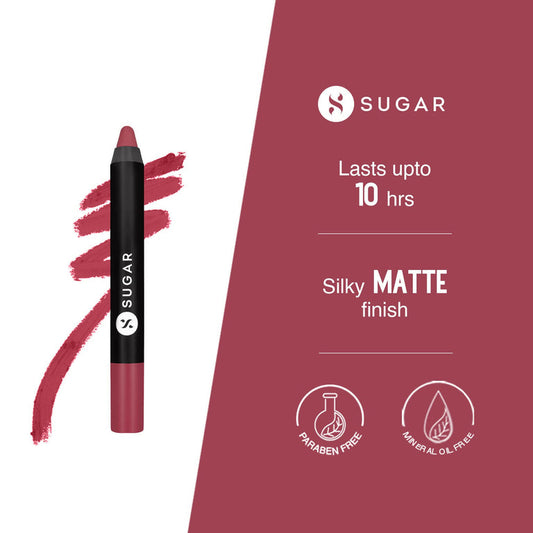 Sugar Cosmetics Matte as Hell Lip Crayon Lasts upto 8hrs, Water Resistent Lipstick for Women - 28 Honey Rider - 2.5 gm