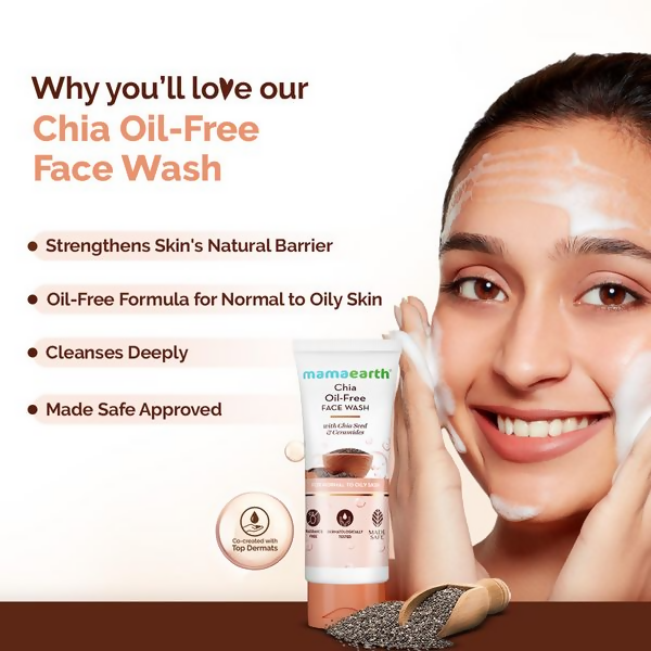 Mamaearth Chia Oil-Free Face Wash with Chia Seed & Ceramides for Normal to Oily Skin - 100 ml