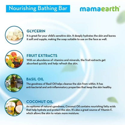 Mamaearth Nourishing Baby Bathing Bar Soap For Gently Cleanses, Retains Moisture, Fruity Essence - 75 gm (set of 5)