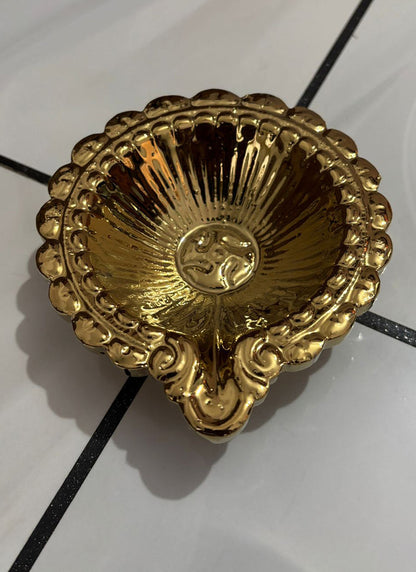 Wood estate Crafted From Metal Designer Diya - 1