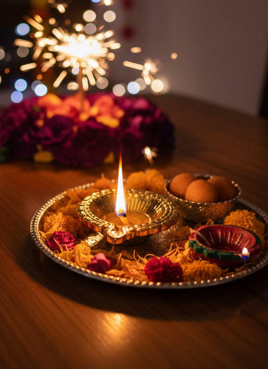 Wood estate Crafted From Metal Designer Diya - 1