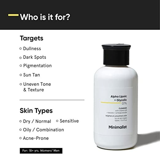 Minimalist Alpha Lipoic + Glycolic 07% Face Cleanser - 100 ml
