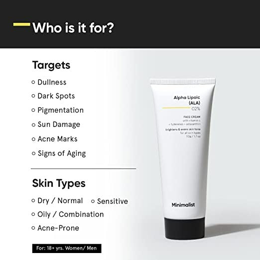 Minimalist Alpha Lipoic (ALA) 02% Face Cream - 50 gm