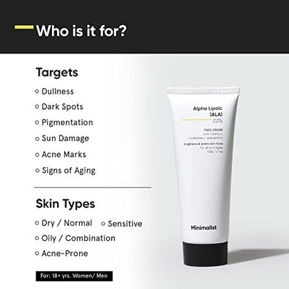 Minimalist Alpha Lipoic (ALA) 02% Face Cream - 50 gm