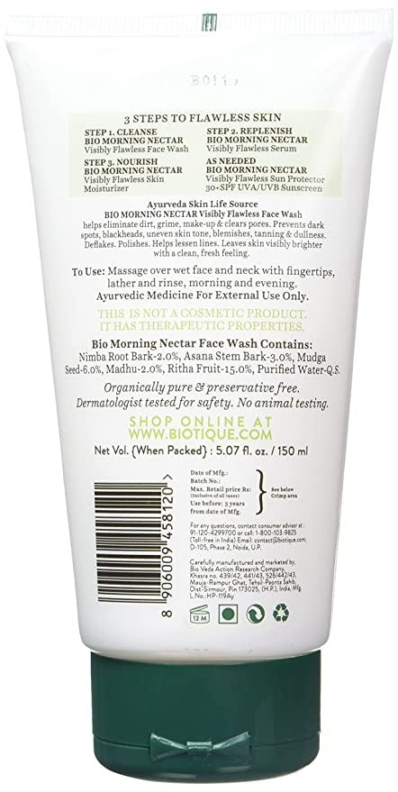 Biotique Advanced Ayurveda Bio Morning Nectar Visibly Flawless Face Wash - 100 ml