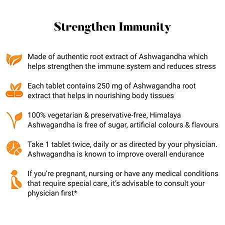 Himalaya Ashvagandha Tablets - General Wellness - 60 tabs - Pack of 1