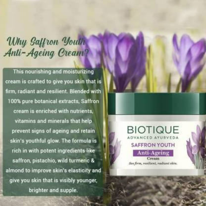 Biotique Saffron Youth Anti-Ageing Cream - 100 gm