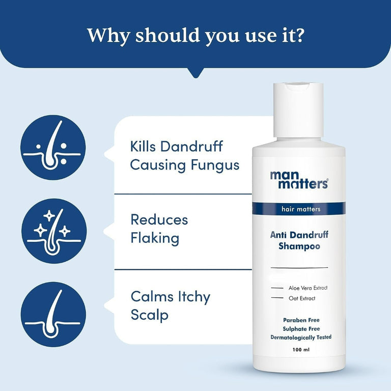 Man Matters 2% Ketoconazole Anti Dandruff Shampoo, Cruelty Free, Vegan, No Side Effects - 100 ml - Pack of 1