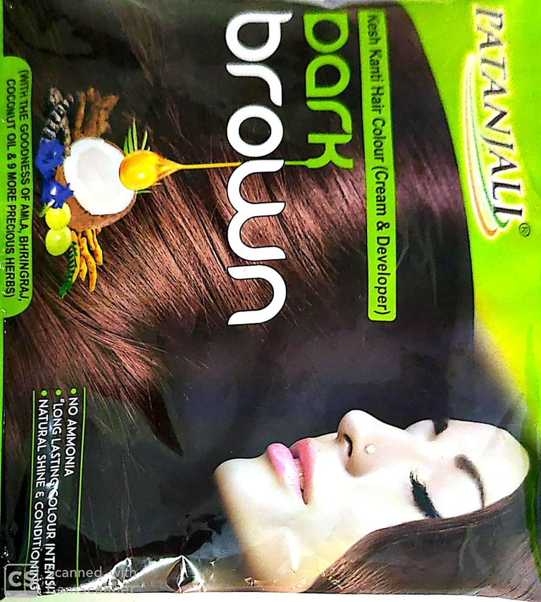 Patanjali Kesh Kanti Hair Colour (Cream & Developer) - Dark Brown - Dark Brown - 40 gm - Pack of 1