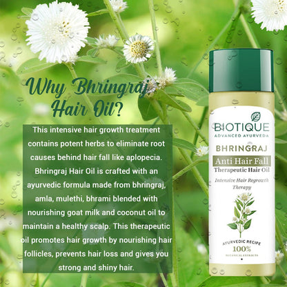 Biotique Bio Bhringraj Fresh Growth Therapeutic Oil For Falling Hair - 100 ml - Pack of 1
