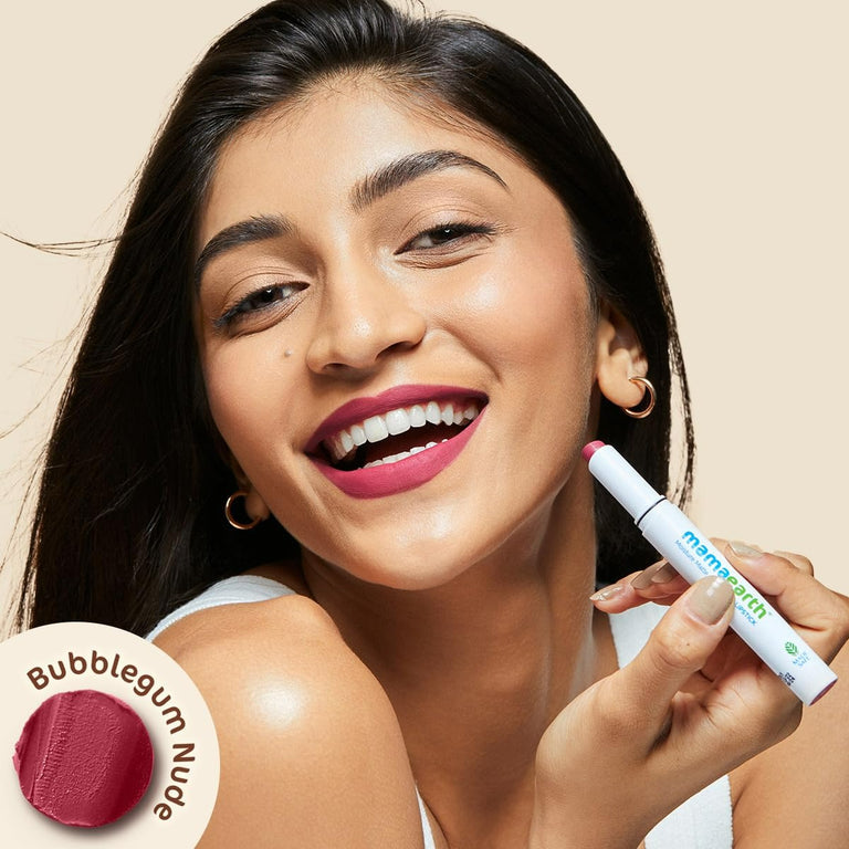 Mamaearth Moisture Matte Long Stay Lipstick-Bubblegum Nude - 2 gm
