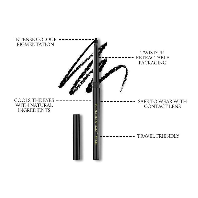 Forest Essentials Charcoal Black Gulaab Khaas Kajal - 0.3 gm