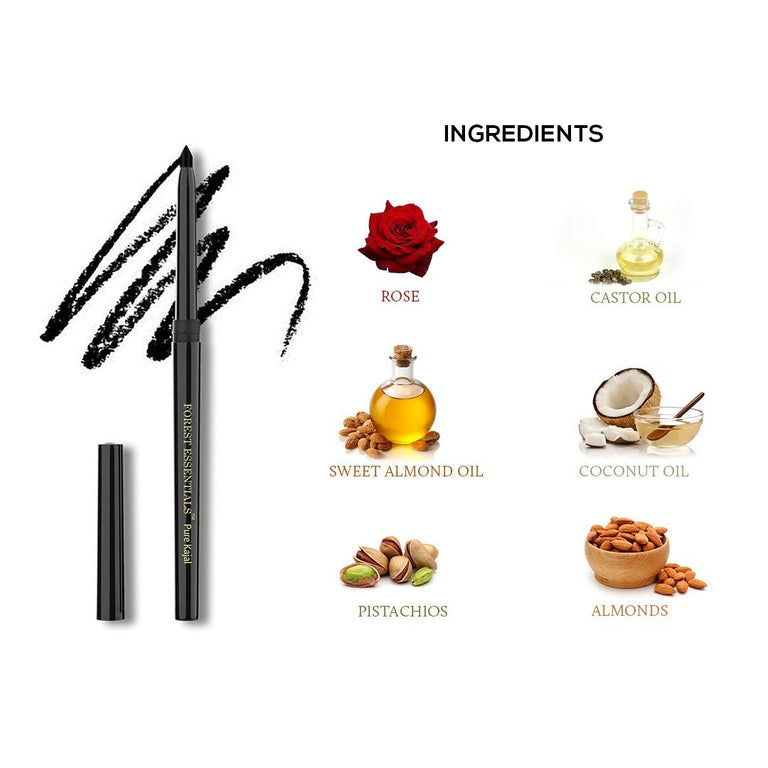 Forest Essentials Charcoal Black Gulaab Khaas Kajal - 0.3 gm