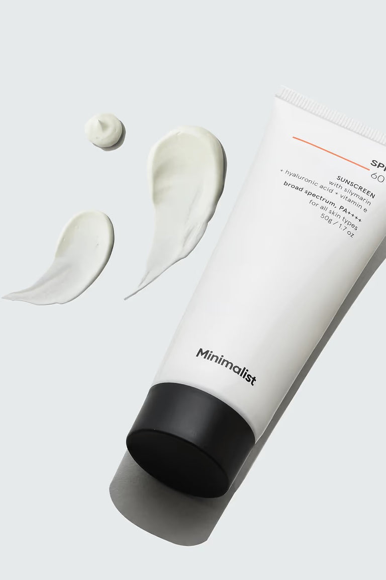 Minimalist Sunscreen SPF 60 PA ++++ For Sensitive Skin Broad Spectrum Sunscreen With Potent Antioxidants & Advanced Filters - 50 gm
