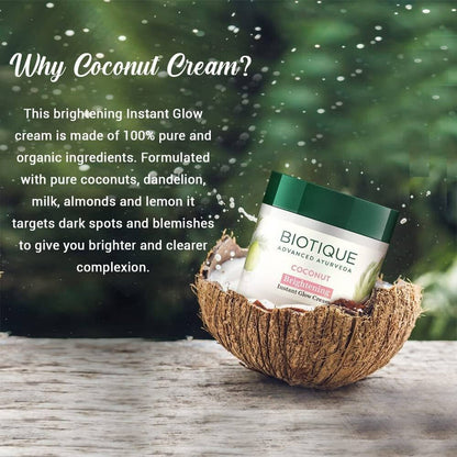 Biotique Advanced Ayurveda Bio Coconut Whitening & Brightening Cream - 50 gm