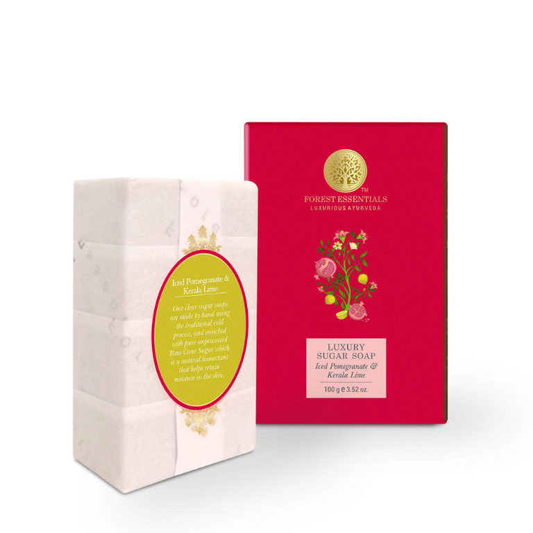 Forest Essentials Luxury Sugar Soap Iced Pomegranate & Kerala Lime - 100 gm