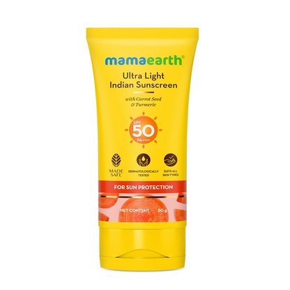 Mamaearth Ultra Light Indian Sunscreen For Sun Protection - 50ml