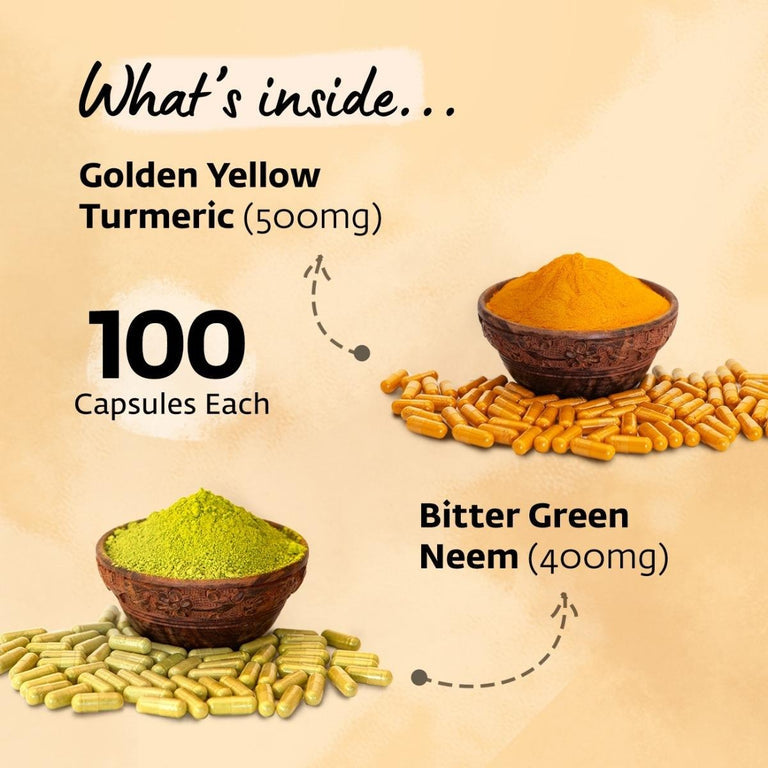 Isha Life Neem and Turmeric Capsules - 100 caps - Pack of 1
