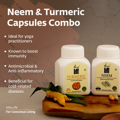 Isha Life Neem and Turmeric Capsules - 100 caps - Pack of 1