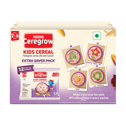 Nestle Ceregrow Kids (2-6 yrs) Cereal-Multigrain, Milk & Fruits, Rich in Iron, Calcium & Protein - 300 gm - Pack of 1