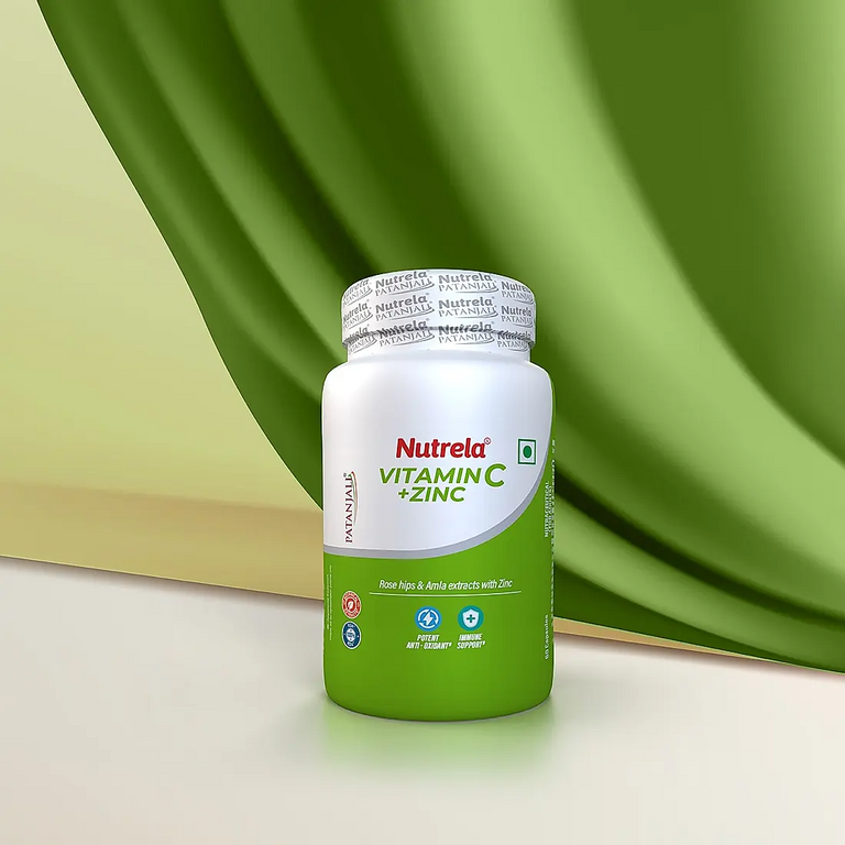 Patanjali Nutrela Natural Vitamin C Plus Zinc Tablets - 60 tabs