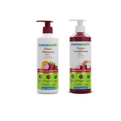 Mamaearth Onion Shampoo & Onion Conditioner For Hair Fall Control - (250 ml + 250 ml) Combo