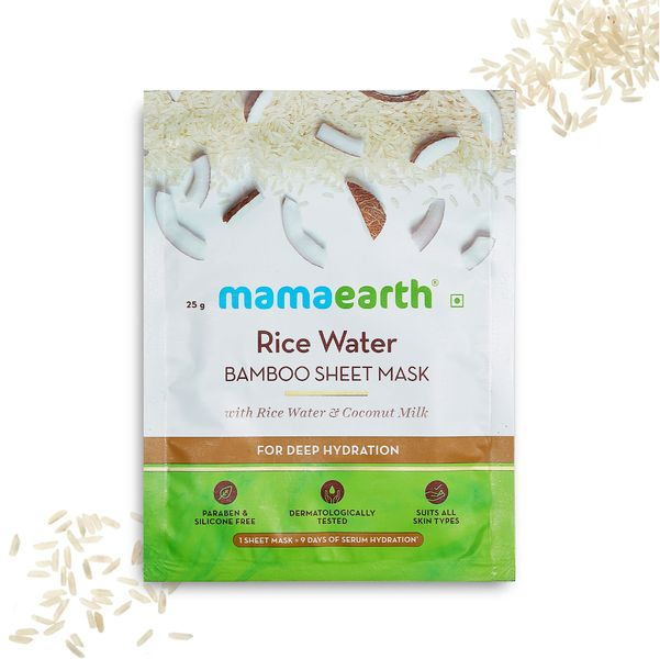 Mamaearth Rice Water Bamboo Sheet Mask - 25 gm - Pack of 1