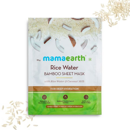Mamaearth Rice Water Bamboo Sheet Mask - 25 gm - Pack of 1
