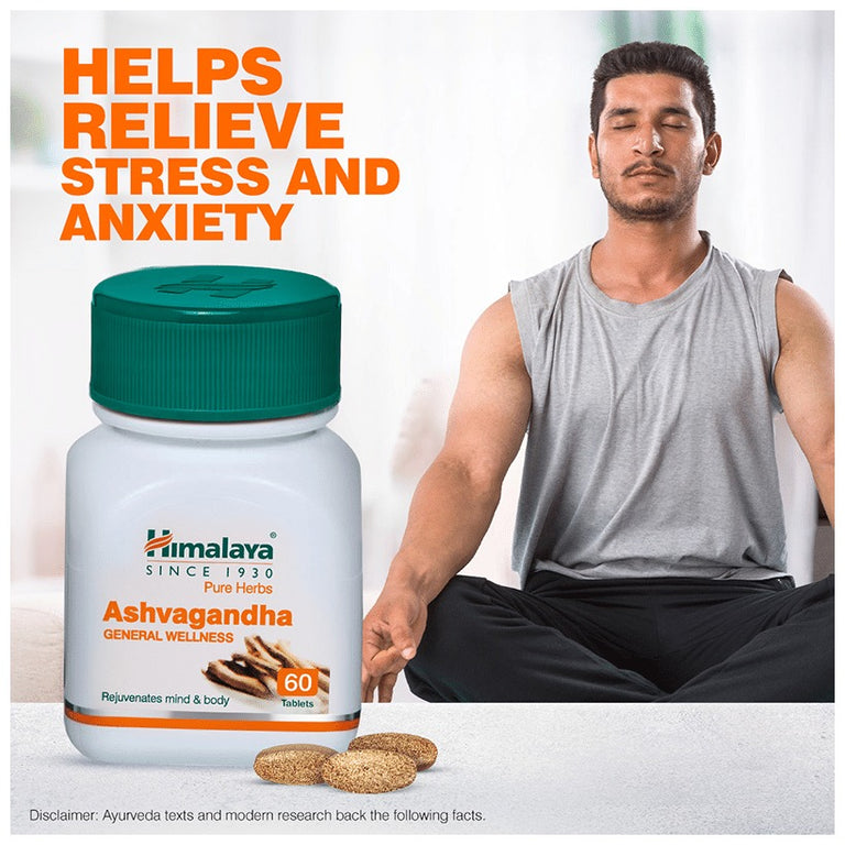 Himalaya Ashvagandha Tablets - General Wellness - 60 tabs - Pack of 1