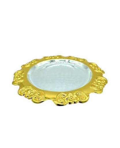 Puja N Pujari Gold & Silver Plated Craft Design Pooja Thali Set