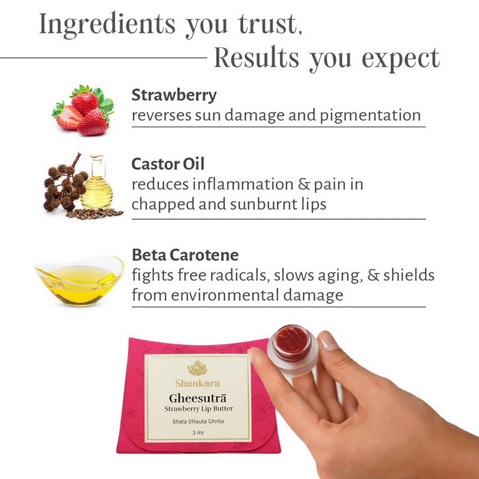 Shankara by Sri Sri Tattva Gheesutra Strawberry Lip Butter - 3 ml