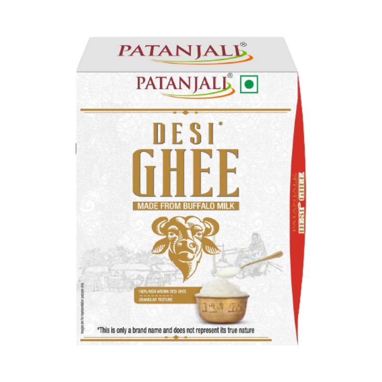 Patanjali Desi Ghee Made From Buffalo Milk | Bilona Ghee | Grass Fed Buffaloes | Murra Buffalo | Haryana Region | Pure & Natural | Nutritional Powerhouse - 500 ml